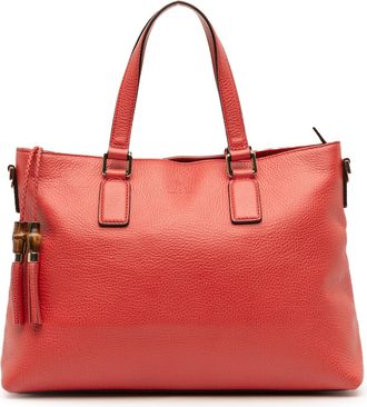 Gucci Pre-owned Womens Bamboo Shopper Tote Bag - Coral Leather - One Size