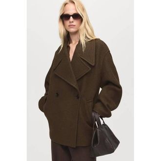 Mango wollen jack donkerbruin