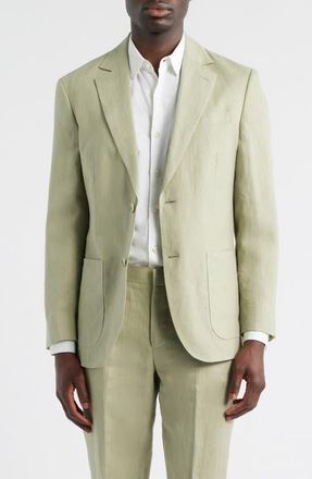 Nordstrom Henrik Trim Fit Solid Italian Linen Suit Separate Jacket in Green Seagrass at Nordstrom, Size 52 Xl