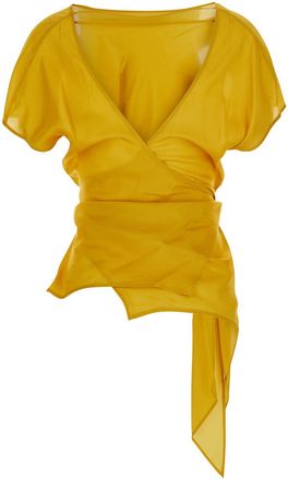 Merci Womens Shirt Cotton Yellow Blouses