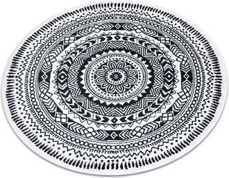 RugsX Carpet fun Napkin circle - cream black round 160 cm