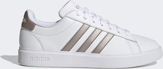 adidas Womens Grand Court Cloudfoam Lifestyle Comfort Shoes - White & Silver - Size UK 7.5