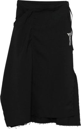 Yohji Yamamoto logo-embroidered midi skirt - women - Recycled Polyester - S - Black