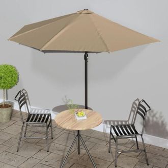 vidaXL Furniture Limited - Sombrilla De Balc&oacute;n Semicircular Palo