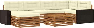 vidaXL Conjunto De Sof&aacute;s De Exterior 7 Uds. Natural Y Crema Vidaxl