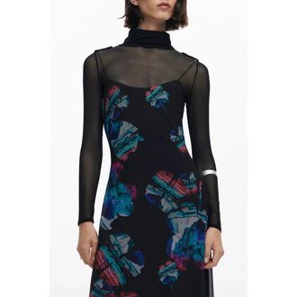 Desigual Lange jurk met T-shirt - Dames - Maxi kleedjes - Veelkleurig - XS - Polyester - Kleedjes