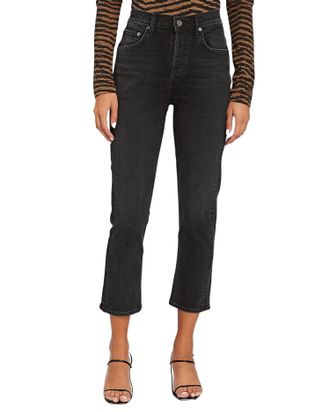 A Gold E Riley High-Rise Straight Cropped Jeans In Panoramic