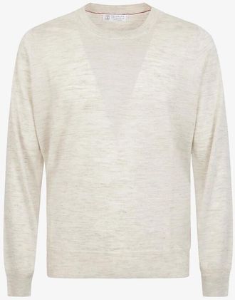 Brunello Cucinelli Light Beige Silk Linen Sweater, Brand Size 50 (US Size 40)
