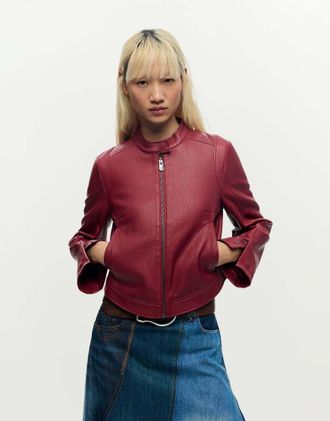 Desigual Giacca combinata rossa effetto pelle-Rosso