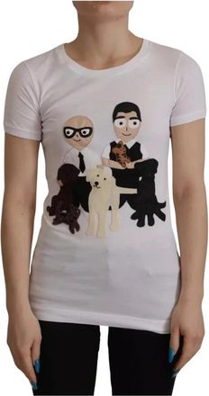Dolce & Gabbana DGFamily Patch Top T-shirt - Dames - T-shirts - Wit - 2XS - Katoen - Tops