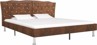 vidaXL Estructura De Cama De Piel De Ante Artificial Marr&oacute;n 180x200 Cm Vidaxl