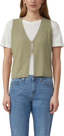 s.Oliver Strickweste S.OLIVER, Damen, Gr. 34, oliv, Strick, Obermaterial: 76% Baumwolle, 24% Polyamid, unifarben, normal h&uuml;ftbedeckend, V-Ausschnitt, Westen St