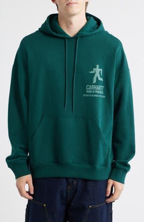Carhartt Work in Progress Distance Cotton Graphic Hoodie in Dark Fir at Nordstrom, Size Xx-Large