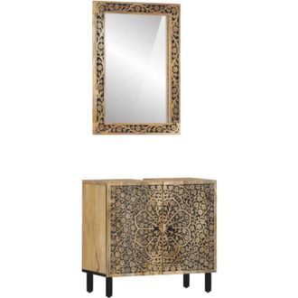 vidaXL Conjunto De Muebles De Ba&ntilde;o 2 Piezas Madera Maciza De Mango Vidaxl
