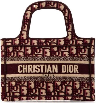 Dior Beige Wine Canvas Handbag Tote Bag (Pre-Owned)