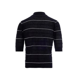 Max Mara Striped Silk-Wool Knit Sweater - Black