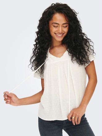 Jacqueline de Yong Soepele blouse, volantkraag te strikken