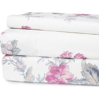 Melange Home Rose 200 Thread Count Percale Cotton Sheet Set in Pink at Nordstrom Rack, Size Queen