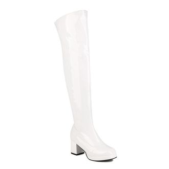 Generic White,6.5 UK,Platform Knee High Boots for Womens Chunky Block Heel Tall Boot Side Zipper Party Club Fall Winter Dress Shoes