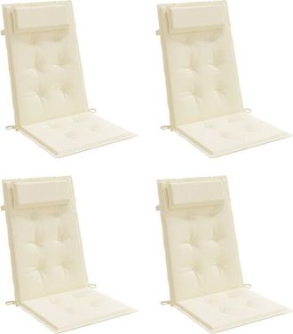vidaXL Cojines De Silla Respaldo Alto 4 Uds Tela Oxford Color Crema Vidaxl