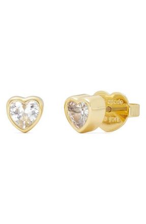 Kate Spade New York sweetheart mini cubic zirconia stud earrings in Clear/gold. at Nordstrom