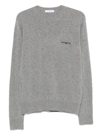 Givenchy logo crew-neck sweater - men - Wool/Cashmere - M - Grey