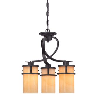 Loops 3 Bulb Chandelier Hanging Pendant LIght Imperial Bronze LED E27 100W Bulb