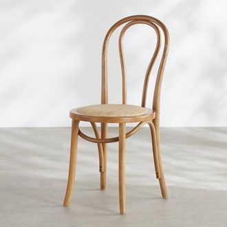 Maisons du monde Silla bistr&oacute; de madera de haya maciza y rat&aacute;n