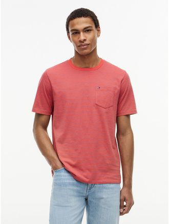 Tommy Hilfiger Mens Striped Pocket T-Shirt - Red - XXXL