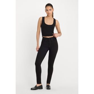 Good American Womens Good Legs Skinny Jeans | Extra Stretch, Flat Tummy Tech, Gap-Proof Waistband | Black, Size 18 Plus | Good American by Kh