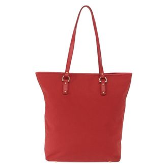 Ferragamo Gancini Handbag Nylon Red Nylon Handbag (Pre-Owned)