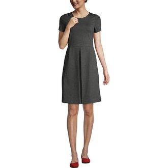 Lands End School Uniform Short Sleeve Ponte Dress in Charcoal Heather at Nordstrom, Size 14