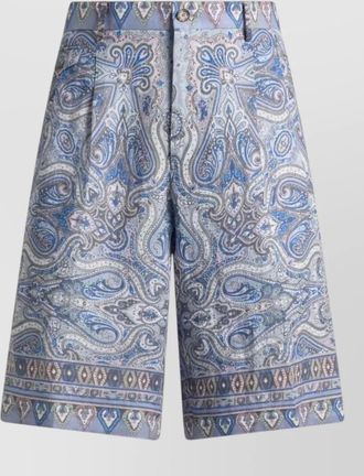 Etro paisley tailored shorts belt loops pockets