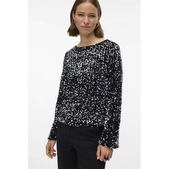 Vero Moda glitter top zwart met pailletten