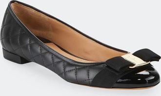 Ferragamo Varina Quilted Bow Ballet Flats