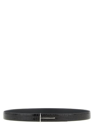 Tom Ford Black Slim T Reversible Belt