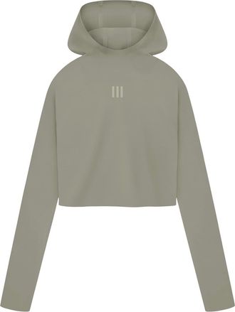 adidas Womens Athletics Cropped Hooded Sweatshirt in Clay - Brown - Size 16 UK