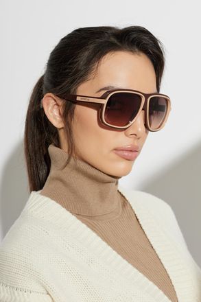 Moncler Twotone Sunglasses, Unisex, Brown