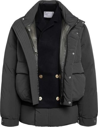 sacai Puffer Blouson - Heren - Winterjassen - Grijs - L - Wol - Jassen