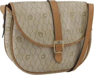 Dior Pre-owned Cross Body Bags, female, Beige, Size: ONE SIZE Pre-owned Vintage PVC Honeycomb Shoulder Bag
