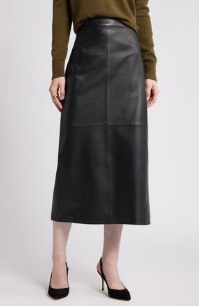 Nordstrom Leather Pencil Skirt in Black at Nordstrom, Size Medium