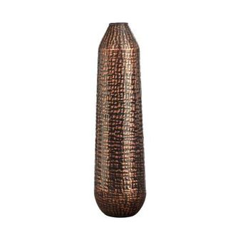 Nearly Natural 26-in Tall Embossed Metal Tower Vase in Gold at Nordstrom