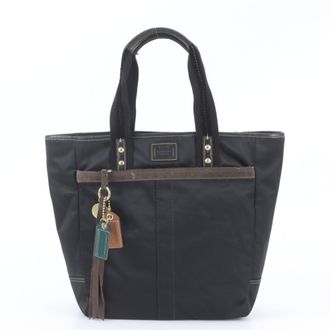 Coach Black Brown Leather Nylon Handbag Shoulder Bag Tote Bag (Pre-Owned)