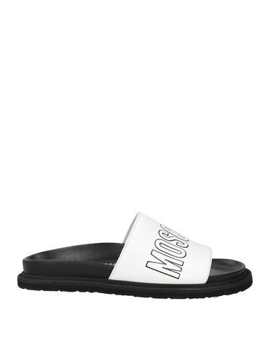 サンダル・ミュール MOSCHINO Women Sandals MA10216C1I MF0 100 WHITE NEW Moschino M Logo White Leather Sandals Women's Size 36