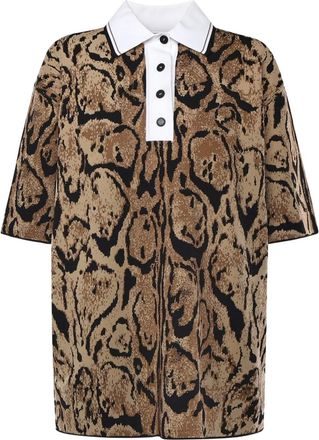 Stella McCartney Polo con stampa - Marrone