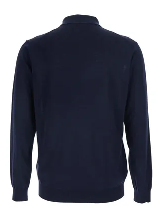 KANGRA Long-Sleeve Cotton Polo - Navy
