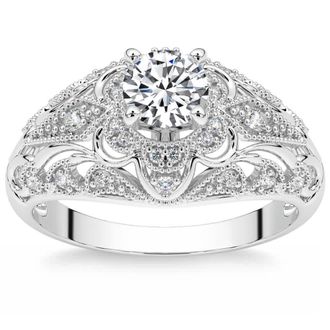 Pompeii3 1 1/2Ct Diamond Vintage Engagement Ring 14k Gold Lab Grown