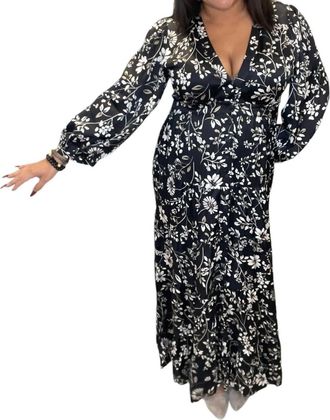 Saltwater Luxe Fall Floral Maxi Dress In Black/cream