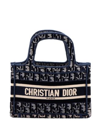 Dior Book Oblique Velvet Mini tote bag - Blauw