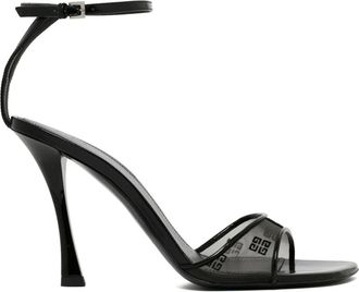 Givenchy High Heel Sandals, female, Black, Size: 8 US Black Stitch Sandals with 4G Motif